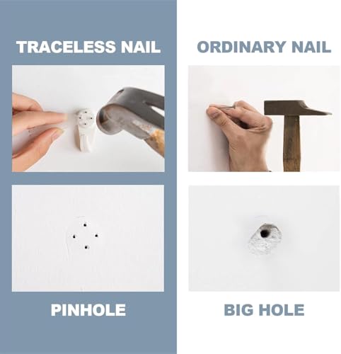 Image of 50 Pcs White Plastic Hangers Photo Frame Hanging Hooks, Non-Trace No Damage Concrete Wall Hooks, , for Hanging Picture, Photo, Fram