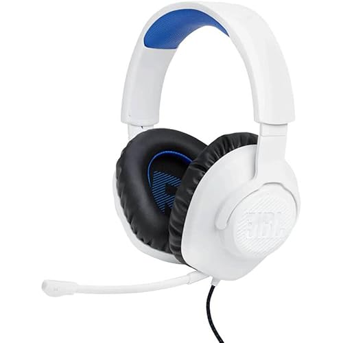 JBL Quantum 100P - Wired Over-Ear Gaming Headset with a Detachable mic, QuantumSOUND Signature, Memory Foam Comfort, Compatible with Windows Sonic Surround Sound (White)