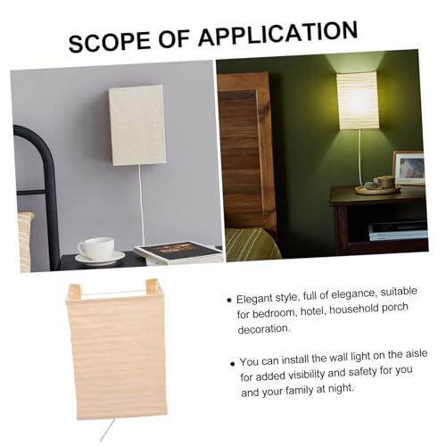 Aplique de pared de papel marrón E14 nórdico para iluminación de dormitorio 7