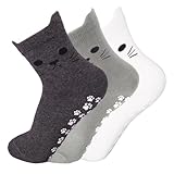 QBEJIME 3 Paires Chaussettes Antidérapantes Femme,Chaussettes Pilates Femme, Reformer Pil...