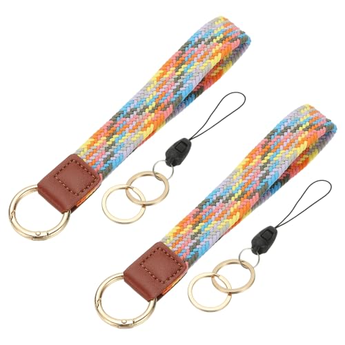 PATIKIL Keychain Wristlet Wrist Lanyard Strap 2 Pcs Colorful Purple