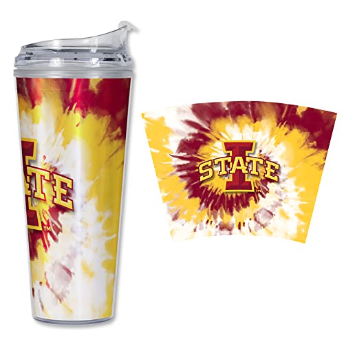 Image of Rico Industries NCAA Glitter 24oz Acrylic Glitter Tumbler with Hinged Lid, Officially Licensed Double Wall Tumbler with Straw