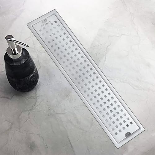 Image of EVANEX Linear Shower Drain Channel | 18x4 Inches Bathroom Drainer | Waste Water Linear Floor Drain Channel | 304 Stainless Steel Bathroom Drainer with Anti Cockroach Trap | Bathroom Jali