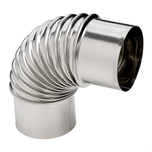 Codo de chimenea de acero inoxidable de diseño elegante perfecto para varios ajustes de estufa (70 mm)