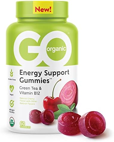 Vitamin B12 Gummies for Adults Energy Support- Immunity Gummies with Green Tea - Vegan, Allergen Free, and Gluten Free Energy Gummies - Energy Supplements with B12 Gummies - Cherry Flavor (60 Count)