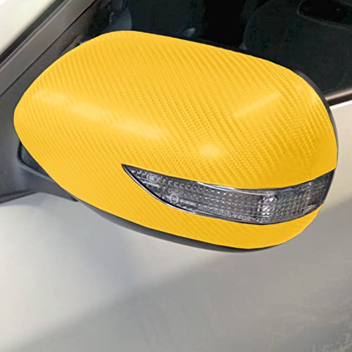 24"X60" (2Ftx5Ft) Yellow 4D Carbon Fiber Semi Gloss Shiny Vinyl Wrap Sticker Decal Car Auto Vehicle Motorcycle Film Sheet Bubble Free Air Release Self Adhesive Peel And Stick Free Tool Kit #TOP7