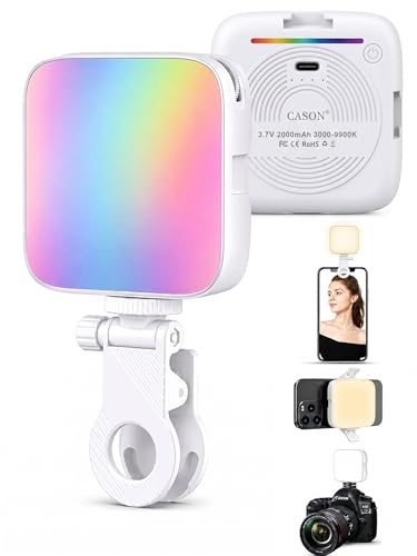 Image of Cason RGB Selfie Light for Mobile - Dimmable 3000-9900K Ring Light for Phone, Rechargeable LED Camera Light for Video Shooting, Laptop Light for Video Conferences