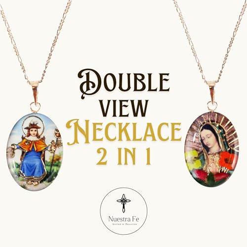 Nuestra Fe Saints necklace for women made with real pressed flowers 0.925 silver - Virgen de guadalupe necklace - Angel necklaces4