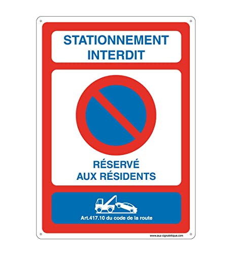 Panneau de stationnement interdit réservé aux résidents pour parking bloqué - 2