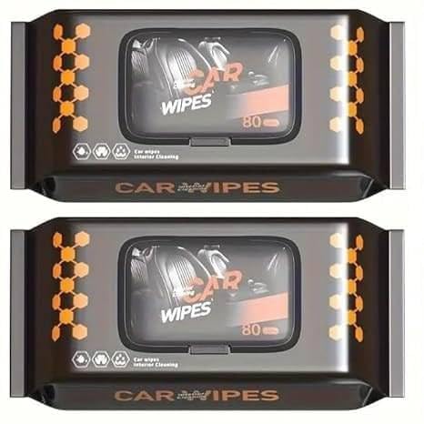 INFINITIX™ Car Interior Cleaning Wet Tissue Paper 160 Pcs Car Seat Window Cleaning Disposable Wipes for Car Care, Auto Car Dashboard Glass Leather Steering Cleaner Wipes (2 Pack of 80 wipes each)