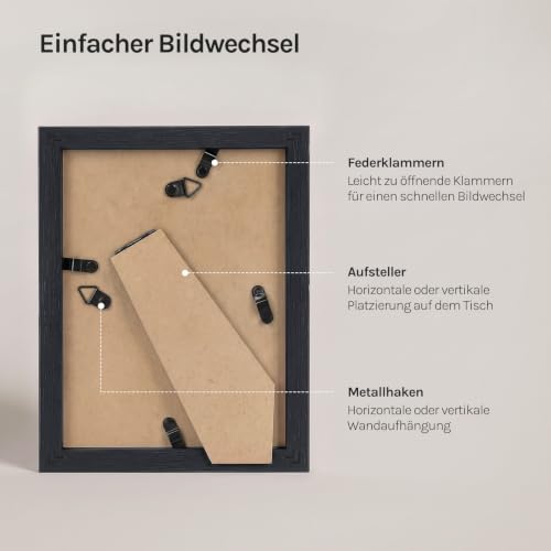 WOLTU Bilderrahmen 20x30, 5er set, MDF-Holz Fotorahmen mit Passepartout – Ansicht 5