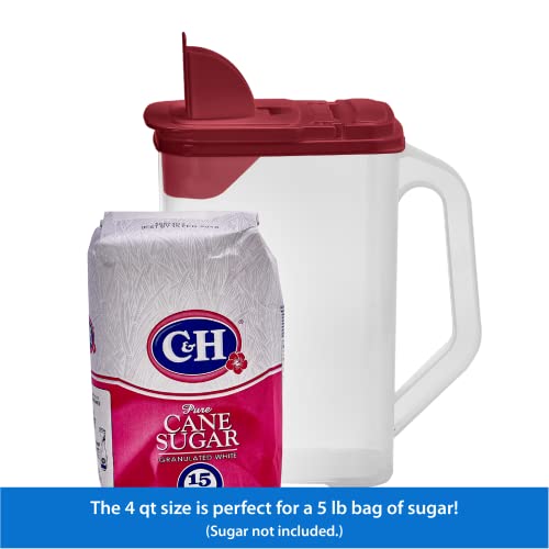 Buddeez Flour And Sugar Container - 4 Quart All Purpose Kitchen Organization And Storage Unit, Dry Storage Container For Kitchen, Large Food Storage Container For Organizing Your Pantry (Red Lid) #TOP1