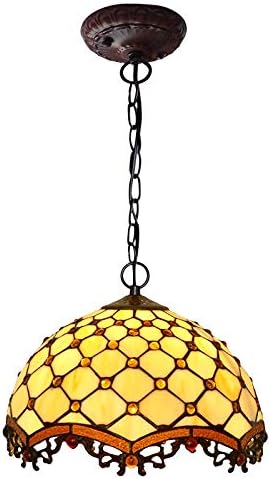 ANIFM Tiffany Style Plafondarmatuur Lamp Jeweled Semi-Flush 12" Breed Gebrandschilderd Glas Wit Antiek Vintage Licht Decor Woonkamer Slaapkamer Keuken Hal Gift Comfortable anniversary