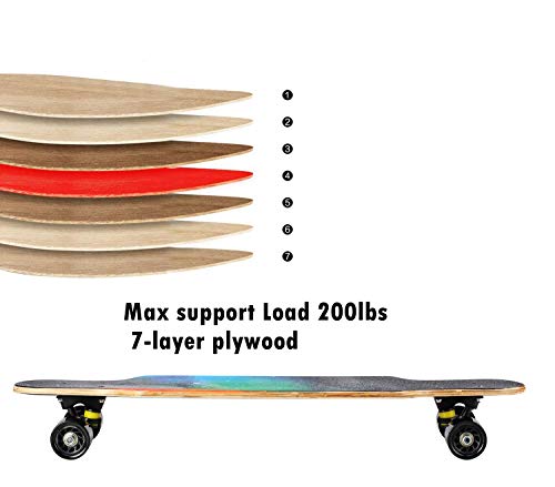 Asktom 31" Longboard 7 Layers 31"X8" Skateboard Pro Complete 7Ply Maple Complete Cruiser For Cruising, Carving, Free-Style And Downhill With T-Tool #TOP5