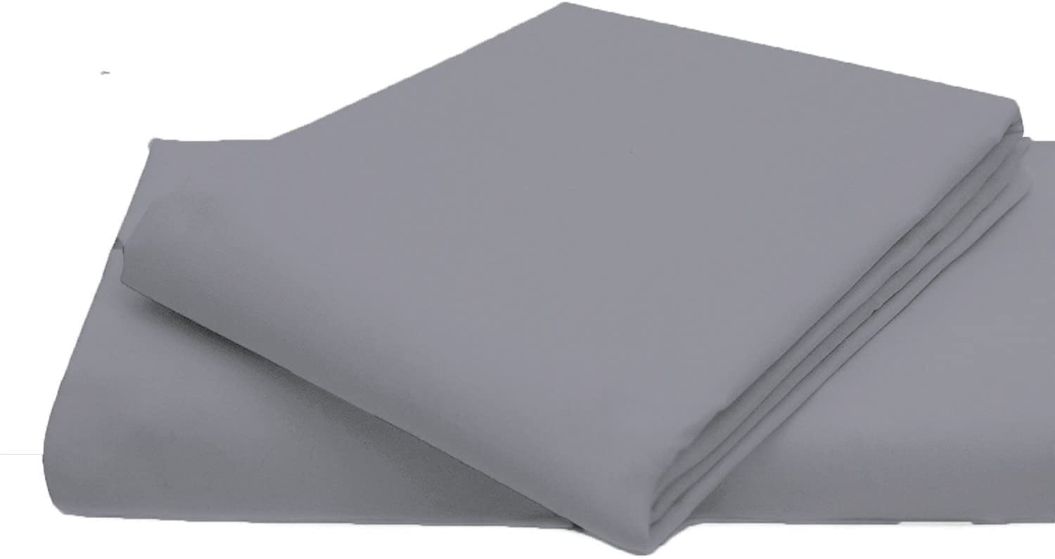 Percale Polycotton Flat Sheet Easy Care (Gray, King)