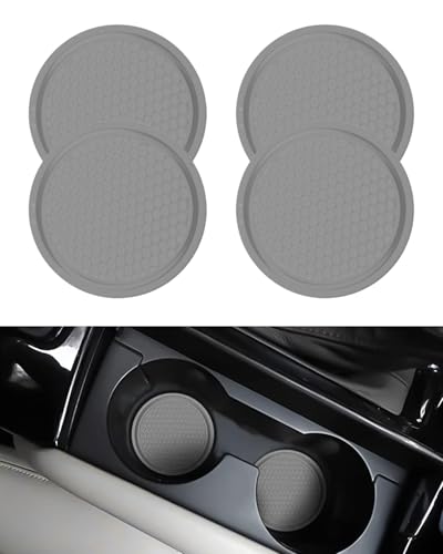 LOZTBUE Sottobicchieri per auto da 4 pezzi, inserto portabicchieri per auto, sottobicchieri per auto neri ispessiti in PVC di diametro, sottobicchieri per auto antiscivolo per tazze di caffè
