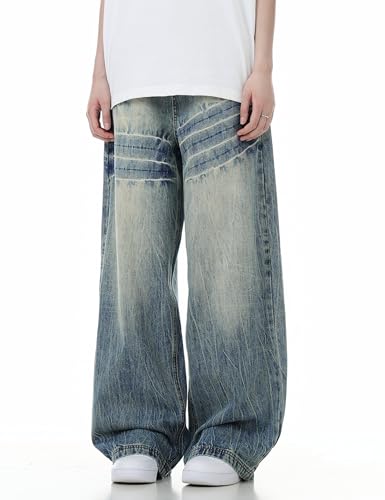 Men Baggy Jeans Y2k Blue Oversized Skater Jeans Hip Hop Pants Gothic Demin Joggers Streetwear Grunge Clothes2