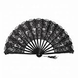 YIGOOWN Ventaglio pieghevole vintage in pizzo e bambù, lunghezza 23 cm