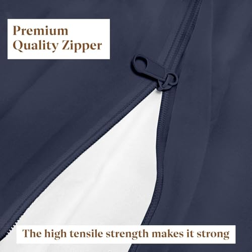 Image of Zippered Chain 75 inchx66 inchx8 inch Terry Cotton Waterproof Mattress Protector | Dust Mite Proof, Bed Bug Protection Mattress Cover for Queen Bed Size with 8 inch Drop Thick (75x66x8 inch,Navy Blue)