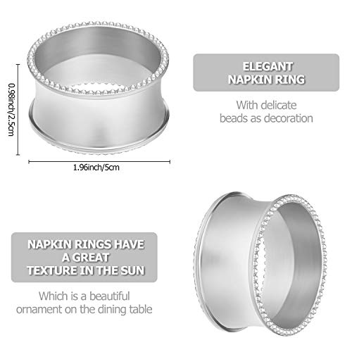 Napkin Rings Metal Napkin Holder Rings Rhinestone Delicate Napkin Buckle For Wedding, Dinner, Parties, Weddings Receptions, Family Gathering (Silver,8 Pcs) #TOP4