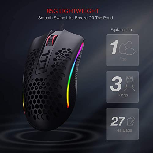 M808 Storm - Mouse da gioco RGB leggero, guscio a nido d'ape ultraleggero da 85 g - sensore ottico da 12.400 DPI - 7 pulsanti programmabili - registrazione precisa - cavo Super-Lite - Tastiera gaming - Immagine 3
