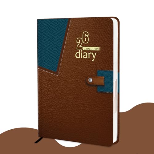 Image of ALDIVO Paper Cover Hard Bound New Year Diary 2026 | A5 Size 365 Days 2026 Daily Planner Diary with Dates, Calendar, Month Cut Index and Bookmark For Office, Personal and Corporate Use (AD623)