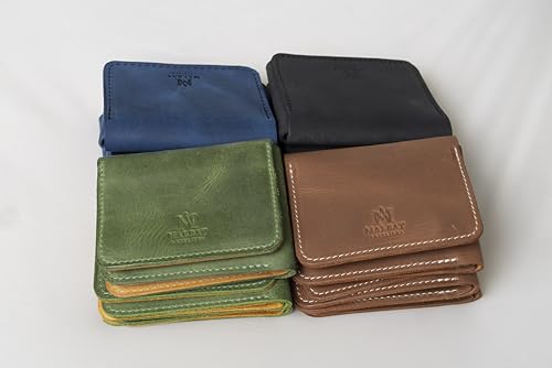 Luxury Men's Leather Wallet – Green/Mustard - Handcrafted in the USA | Full Grain American Leather4