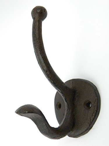 Patère murale en fonte massive - Style rustique - Marron