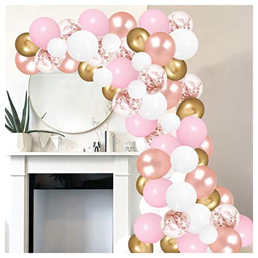 Globos de Oro Rosa, 100 Globos de Látex de Confeti de Oro Blanco y Rosa con Cinta y Pegamento de Lunares para Decoraciones de Bodas y Cumpleaños