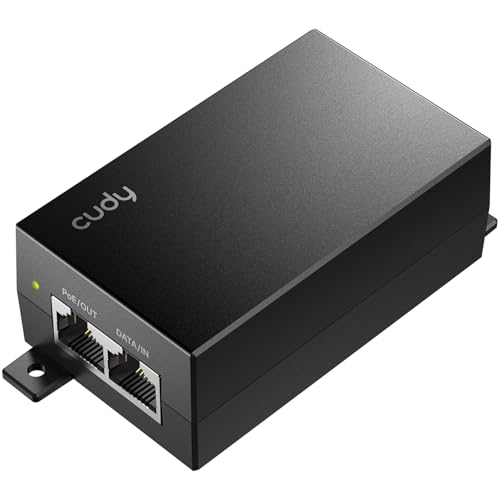 Cudy POE48-18W 48V-18W DC Inyector PoE pasivo, adaptador Gigabit PoE, Plug and Play, hasta 100 metros (320 pies), montaje en escritorio/pared, fácil de instalar