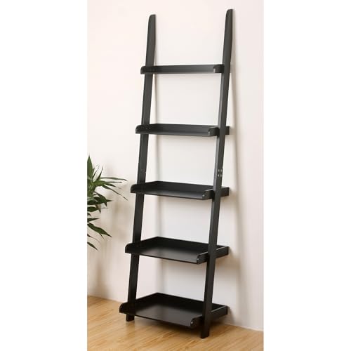 Modern Black 5-Tier Ladder Shelf