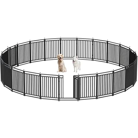 Petorldog Metal Dog Playpen, 40" Inch Height 24 Panels, Ideal Dog Fence for Large/Medium/Small Dogs Indoor & Outdoor Bliss, Perfect Dog Pen for Camping, Yard and RV | Black-Silver Cover