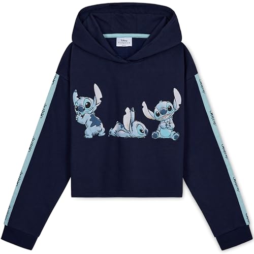 Disney Stitch Kapuzenpullover Mädchen Cropped Hoodie Kinder Teenager 7-14 Jahre - Hoodie Mädchen Geschenke (11-12 Jahre, Marineblau)