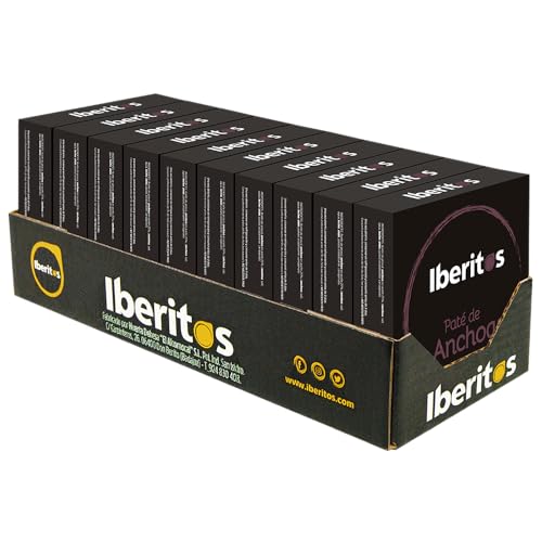 Iberitos - Paté de Anchoas - Ideal para Untar Tostadas, Pan o Cocinar - Ingredientes Selectos - Sin Gluten - Producto Fabricado en España - 10 Latas de 140 Gramos