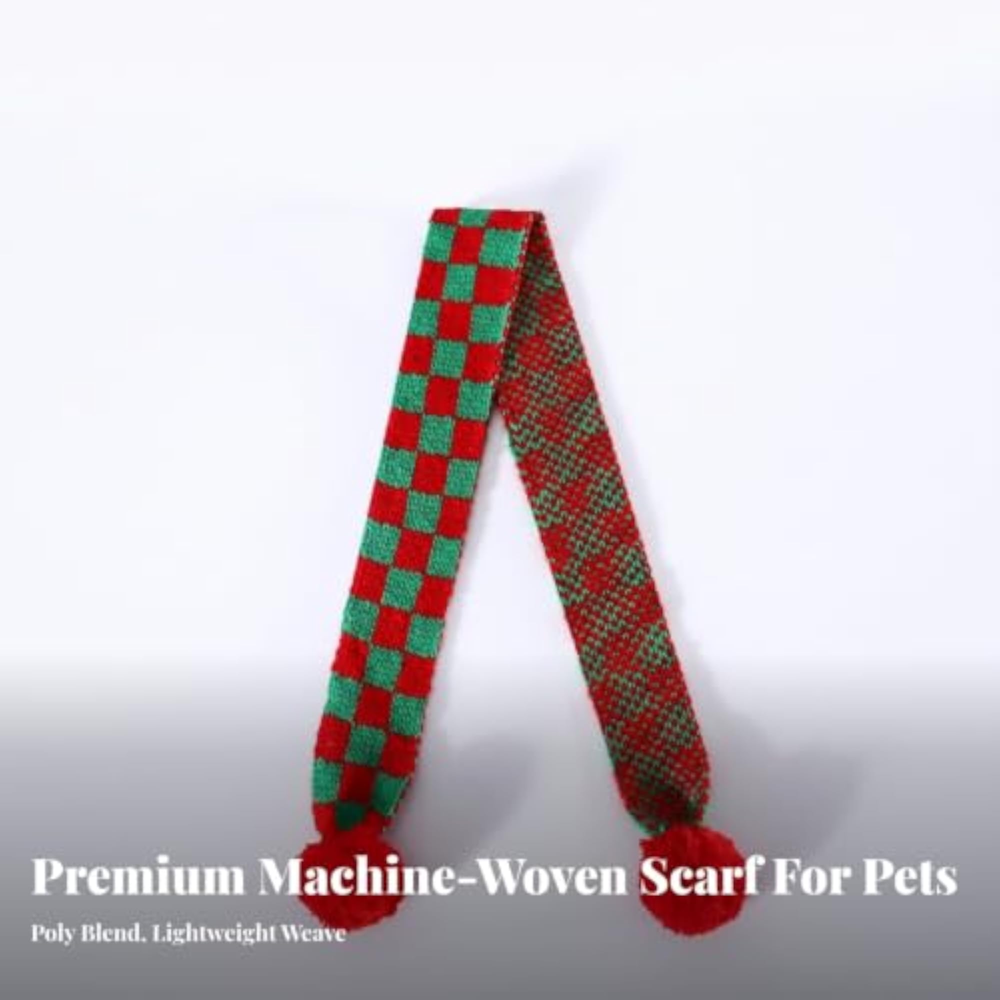 Christmas Knitted Pet Scarf with Pom-Poms