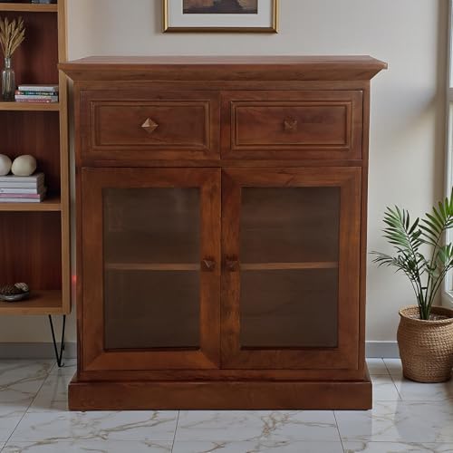 Image of The Attic Ardenwood Classic Glass Door Sideboard,Wooden Sideboard Cabinet,Honey Glass