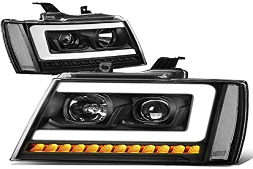 Dna Motoring Hl-Hpl-Csa07-Bk-Cl1 Black Housing 3D Led Drl Projector Headlights W/Led Sequential Signal Light Compatible With 07-13 Chevy Avalanche Compatible With 07-14 Chevy Tahoe #TOP30