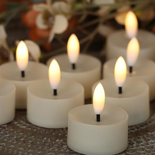 Image of Flameless LED Tealight Candles, Battery Operated Fake LED Lights Electric Flickering Tea Lights for Wedding Party Halloween Christmas Party Theme Party, Holiday Decor Home Decorations, Set of 50