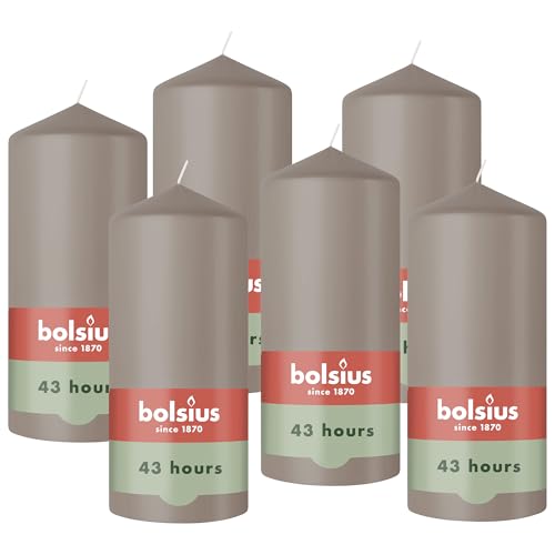 Bolsius – Essentials – glatte Stumpenkerze – Taupe – 13 cm –...