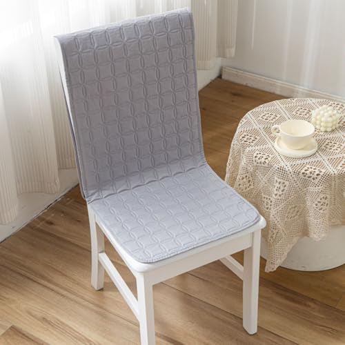 Image of HOMETHREADS Non-Slip Chair Cover-Universal Fit for Kitchen & Dining Chairs-Cushioned Comfort - Stylish Machine Washable Seat Cover-140x40cm (Grey, Pack of 6)