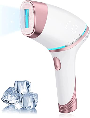 Aminzer Depiladora Luz Pulsada IPL, Depiladora Láser Indolora con Sensación de Hielo, Unbegrenzte Blitze, para Casa Mujer Hombre Corporal Facial Zona Intima Depilación