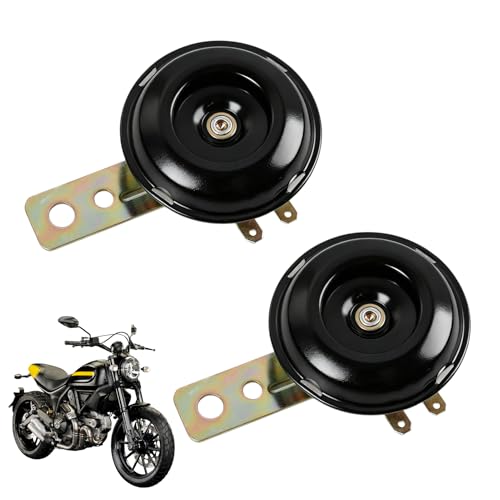 2pcs Avertisseur Klaxon 12V Corne de Signal Universelle,klaxon moto 12v puissant,Klaxon pour Moto, Scooter, Quad et ATV - Corne de Signalisation Métallique...