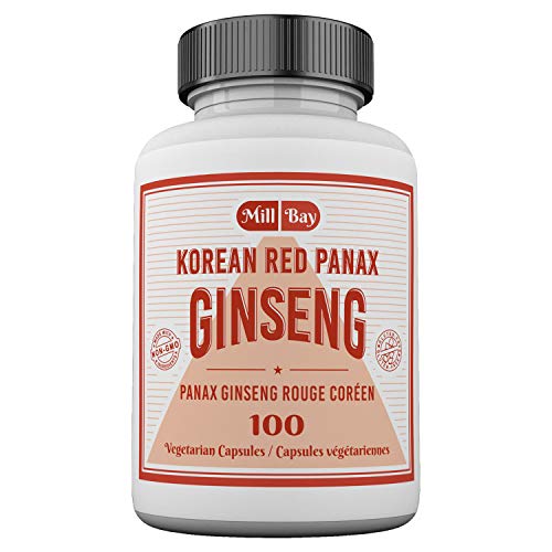 Mill Bay Korean Red Panax Ginseng Supplement – Used in Herbal Medicine to Help Enhance Physical Performance, Increase Energy and as an Adaptogen – 100 Capsules (Strength 500 mg)