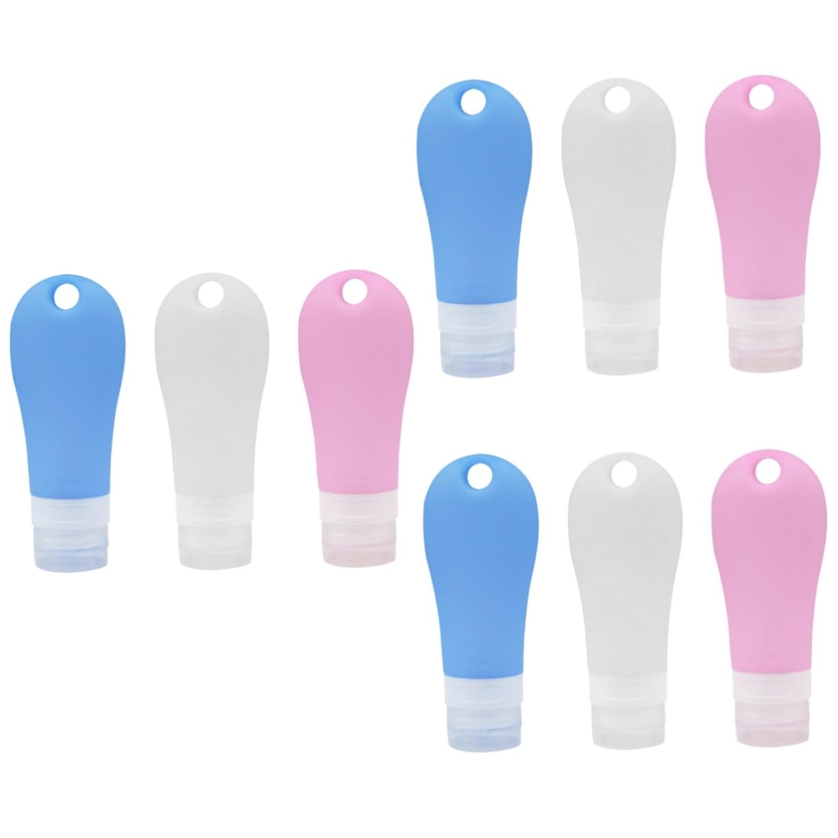 Didiseaon 9pezzi Flaconi Da Viaggio Silicone Da Contenitori Riutilizzabili Per Lozioni e Shampoo Impermeabili e Portatili Colori Blu Bianco e Rosa Per Viaggi e Attività All Aperto