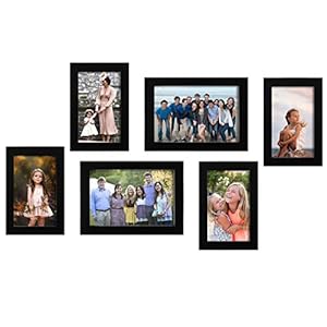 Amazon Brand – Solimo Set of 6 Photo Frames (4″X6″-4PCS & 5″x7″-2pcs) Black