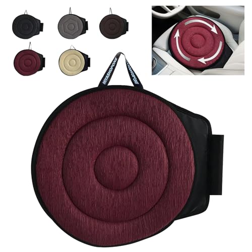 MIYASHOPONE 360 Degree Swivel Seat Cushion,Car Swivel Cushion,Chair Assist for Elderly,Light and Non-Slip,Suitable for The Elderly and People with Reduced Mobility (Red)