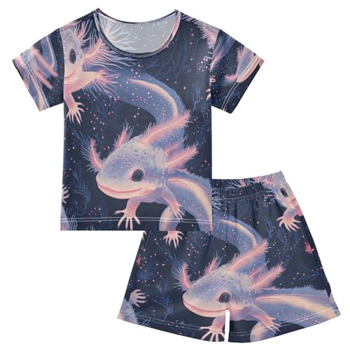 Pajama Sets Short Sleeve Aquatic Creatures with Glow Soft Cotton Summer Sleepwear 2 Piece PJS Size 5-14T