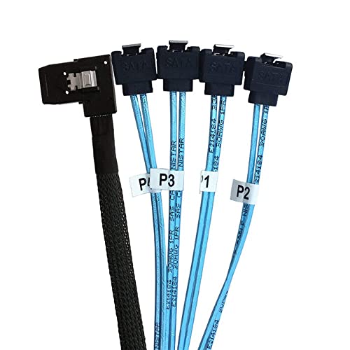 Câble Mini SAS SFF-8087 vers 4 SATA pour serveur informatique interne noir de 1m - 4