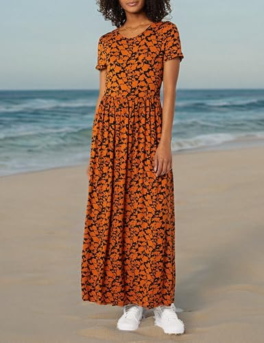 Image of Amazon Essentials Women's Short-Sleeve Fitted Waisted Maxi Dress (Available in Plus Size)