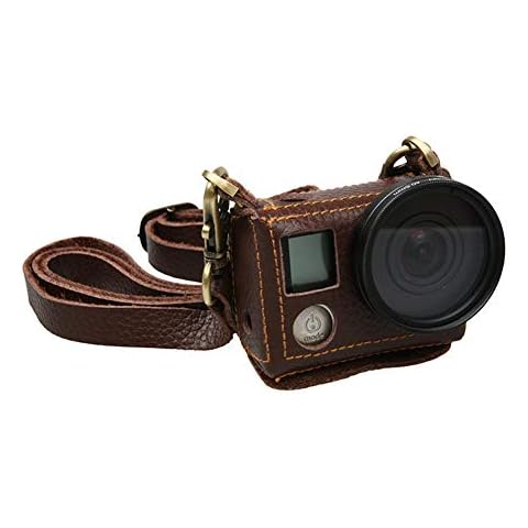 Dobens Portable Leather Case for Action Camera Gopro Hero 4 Silver Cover